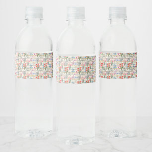 Modern Watercolor Flower Pattern Water Bottle Label