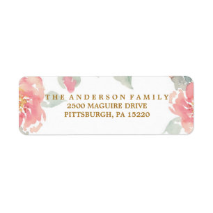 MODERN WATERCOLOR FLOWER Return Address Label