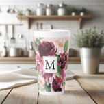 Modern Watercolor Flowers Monogrammed Latte Mug<br><div class="desc">Modern Watercolor Flowers Monogrammed</div>