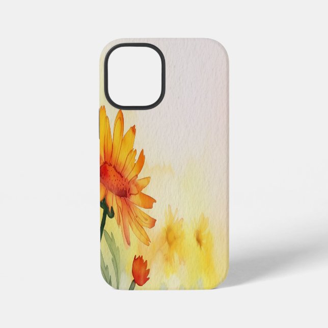 Modern Watercolor Flowers & personalise image iPhone Case (Back)