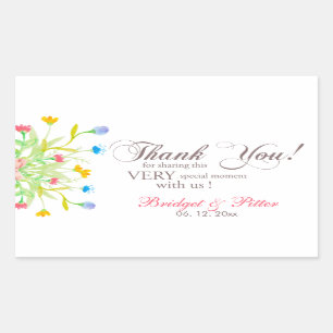 Modern Watercolor Flowers Rectangular Sticker