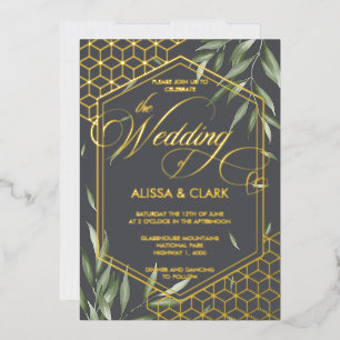 Modern Watercolor Foliage Bold Geometric Frame
