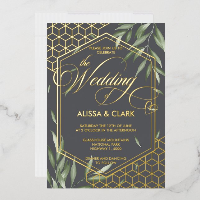 Modern Watercolor Foliage Bold Geometric Frame (Envelope)
