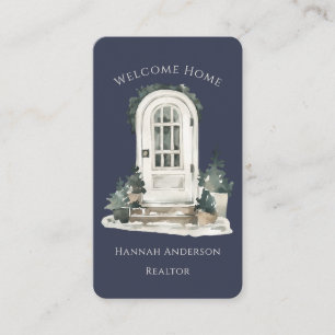 Modern Watercolor Front Door Real Estate Realtor Business Card