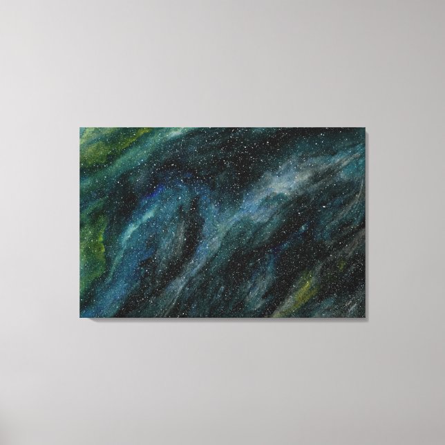 Modern Watercolor Galaxy Hand Painted Blue  Canvas Print (Front)