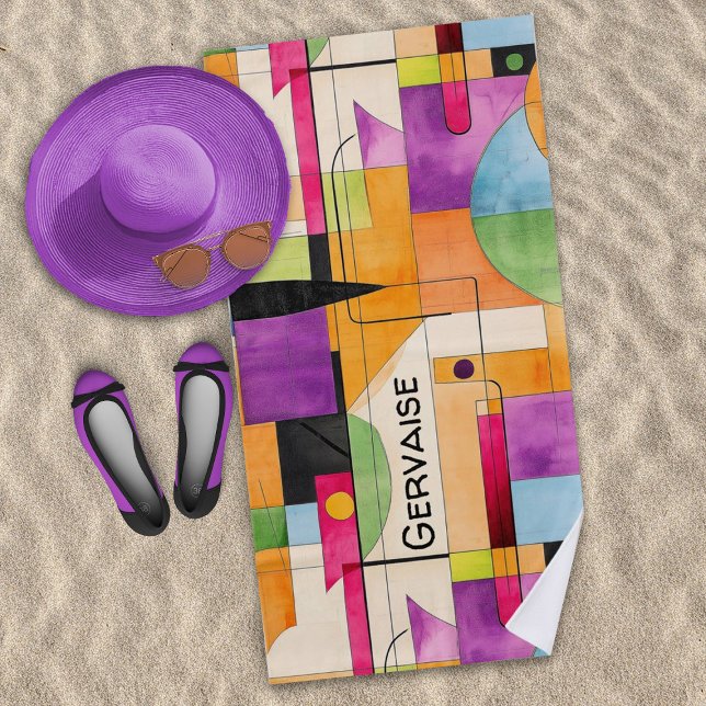 Modern Watercolor Geometric Abstract  Beach Towel (Creator Uploaded)