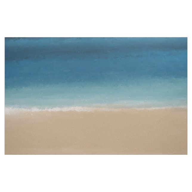 Modern Watercolor Gold Blue Beach Fabric (Yard)