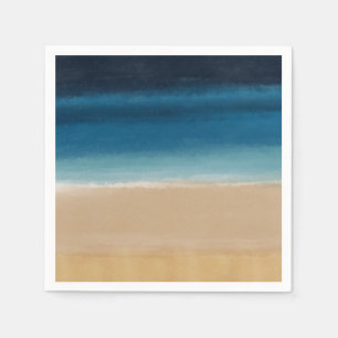 Modern Watercolor Gold Blue Beach Napkin