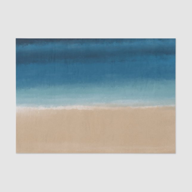 Modern Watercolor Gold Blue Beach Tissue Paper (Front)