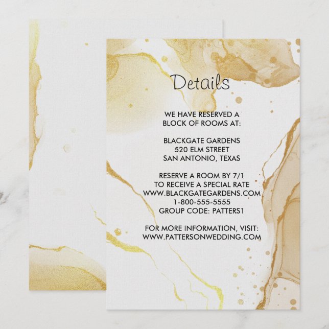 Modern Watercolor Gold Enclosure Invitation (Front/Back)