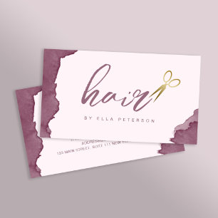Modern watercolor gold hair  business card