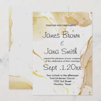 Modern Watercolor Gold Invitation