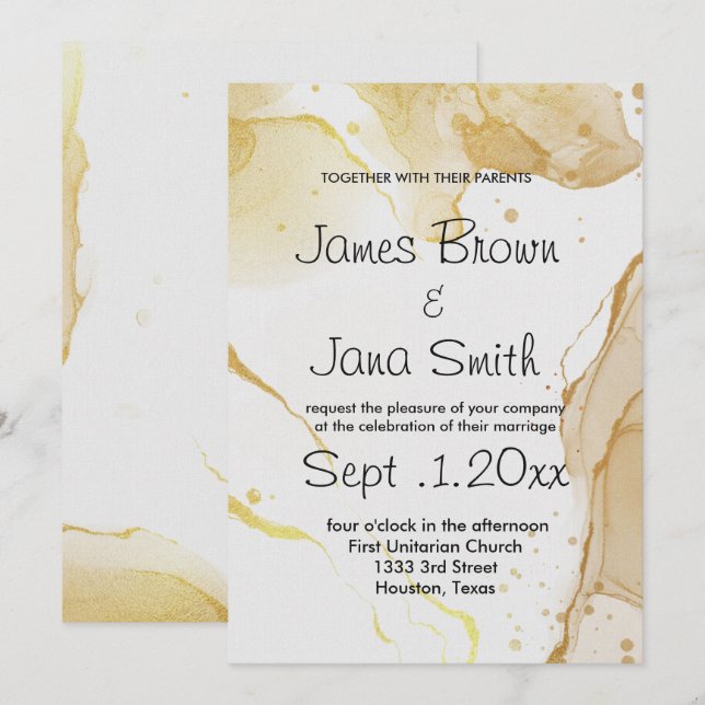 Modern Watercolor Gold Invitation (Front/Back)