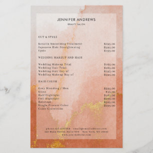 Modern Watercolor Gold Salon Price List  Flyer
