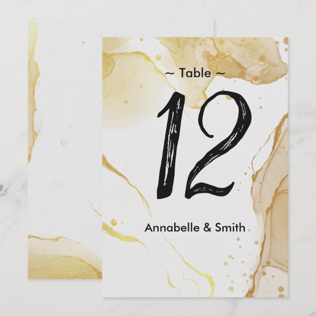 Modern Watercolor Gold   table number (Front/Back)
