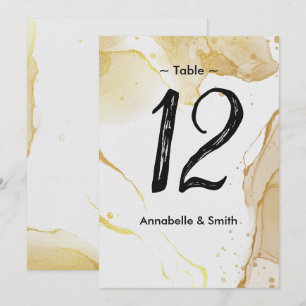 Modern Watercolor Gold   table number