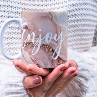 Modern Watercolor Golden Dusting Enjoy Cute Coffee Mug