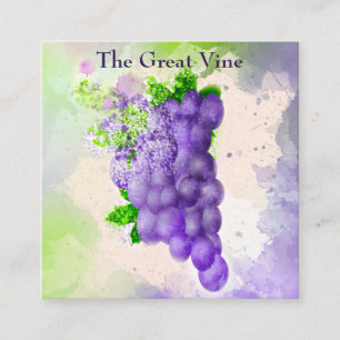 Modern Watercolor Grapes Vineyard or Restaurant Square Business Card