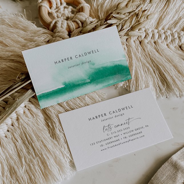 Modern Watercolor | Green Business Card (Creator Uploaded)
