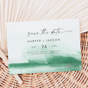 Modern Watercolor Green Horizontal Save The Date