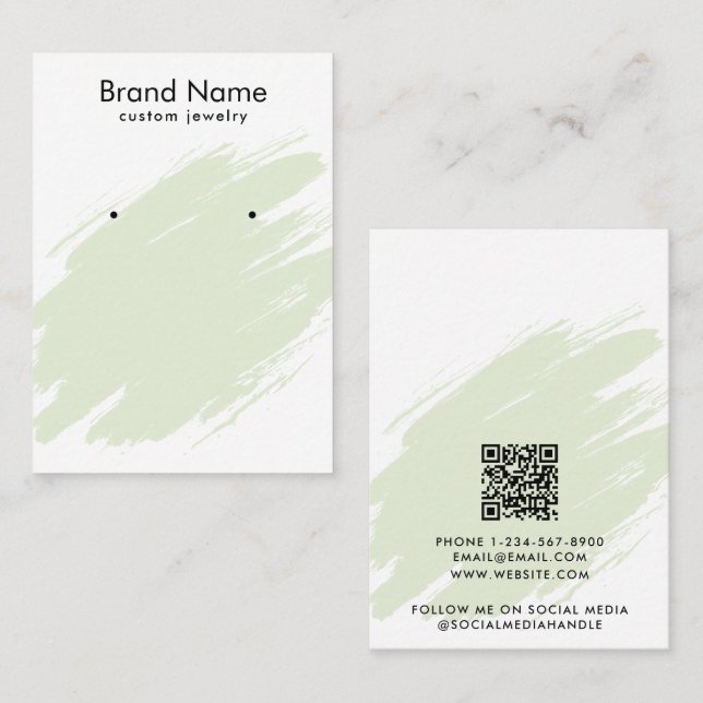 Modern Watercolor Green Jewelry Display Card (Front/Back)