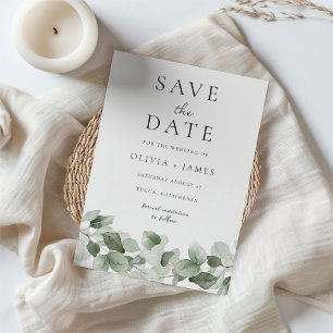 Modern Watercolor Green Leaf Elegant Wedding Save The Date