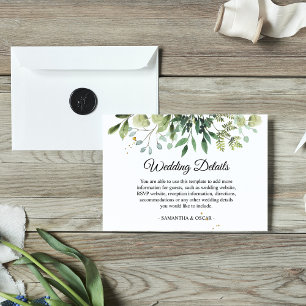 Modern Watercolor Green Leaves Branch Enclosure Card