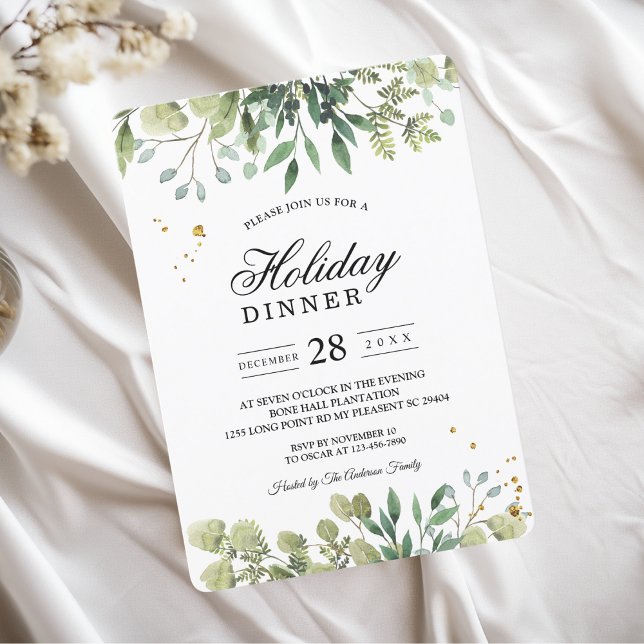 Modern Watercolor Green Leaves Branch Invitation (Creator Uploaded)