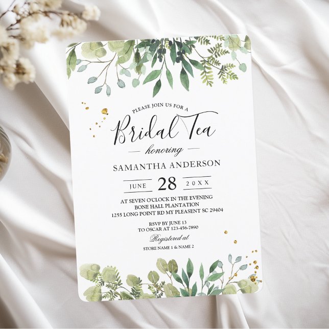 Modern Watercolor Green Leaves Branch Invitation (Creator Uploaded)