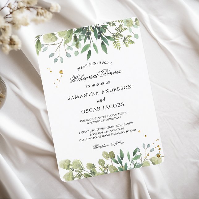 Modern Watercolor Green Leaves Branch Invitation (Creator Uploaded)