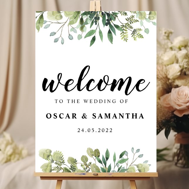 Modern Watercolor Green Leaves Branch Poster (Creator Uploaded)