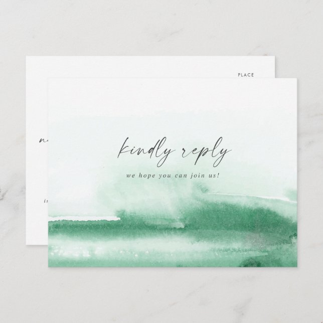 Modern Watercolor | Green Menu Choice RSVP (Front/Back)