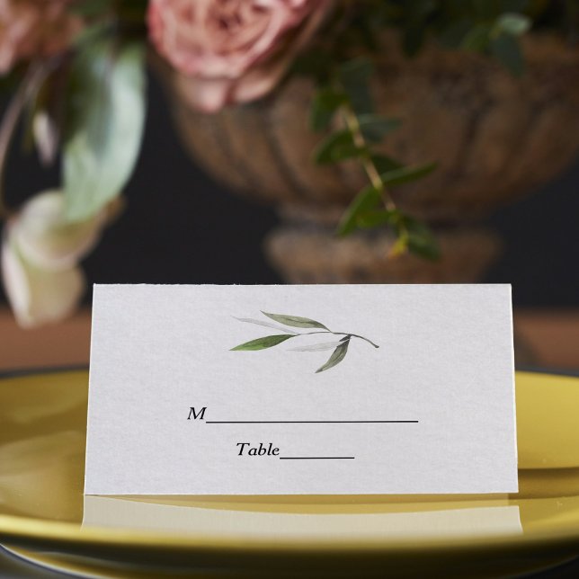Modern Watercolor Green Olive Branch Place Card (Creator Uploaded)