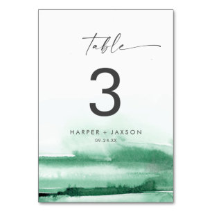 Modern Watercolor Green Table Number