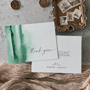 Modern Watercolor   Green Thank You Card