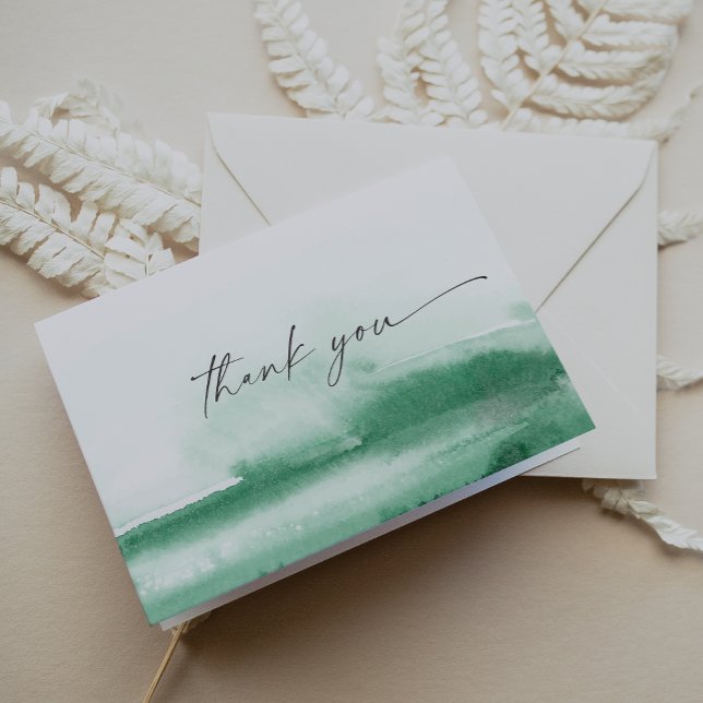Modern Watercolor | Green Thank You Card (Creator Uploaded)