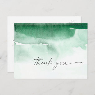 Modern Watercolor   Green Thank You Postcard