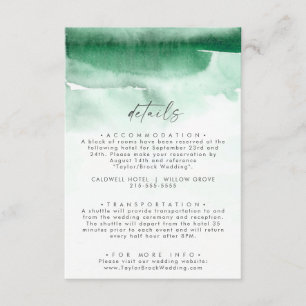 Modern Watercolor Green Wedding Details Enclosure Card