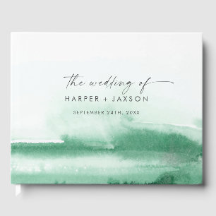 Modern Watercolor Green Wedding Guest Book