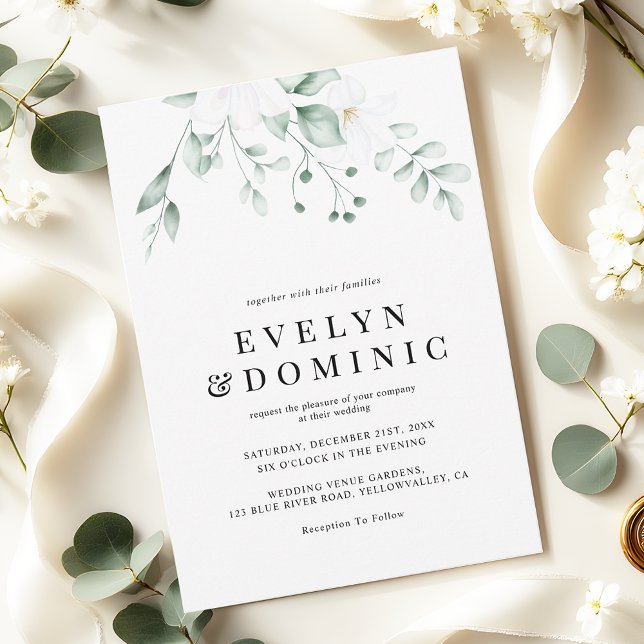Modern Watercolor Greenery Foliage Wedding Invitation (Creator Uploaded)