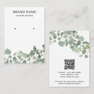 Modern Watercolor Greenery Jewelry Display Card