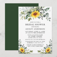 Modern Watercolor Greenery Sunflower Bridal Shower