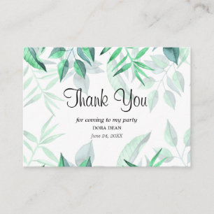 Modern Watercolor Greenery Thank You Bridal Card