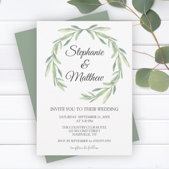 Modern Watercolor Greenery Wedding Invitation (Modern Watercolor Greenery Wedding Invitation)