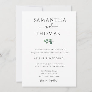 Modern Watercolor Greenery Wedding Invitations