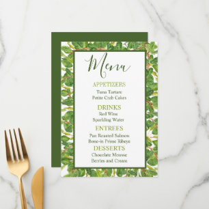 Modern Watercolor Greenery Wedding Menu