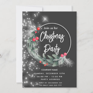 Modern watercolor greenery wreath corporate invitation