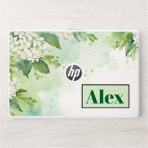 Modern Watercolor Greeny Flowers & personalise
