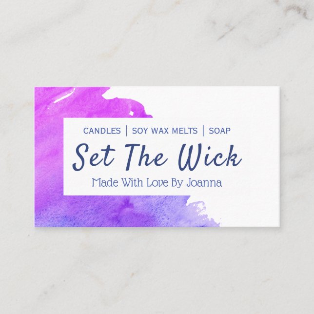 Modern Watercolor Handmade Soy Melt Candle Soap Business Card (Front)