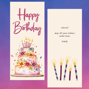 Modern Watercolor Happy Birthday Greeting Card